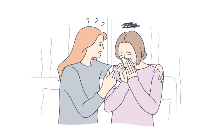 Girl is comforting other girl  Illustration