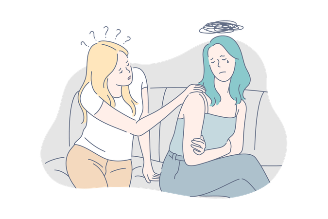 Girl is consoling her depressed friend  Illustration