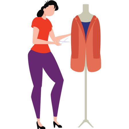 Girl is cutting the clothes  Illustration