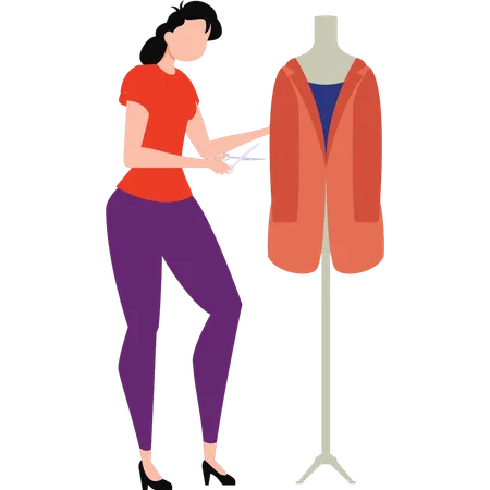 The Girl Is Cutting The Clothes Illustration