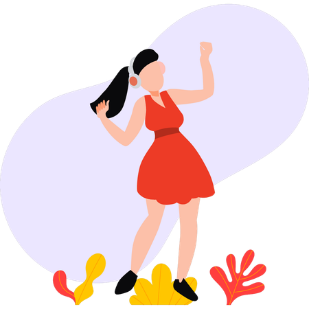 Girl is dancing and enjoying  Illustration