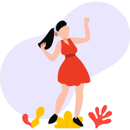 Girl is dancing and enjoying  Illustration