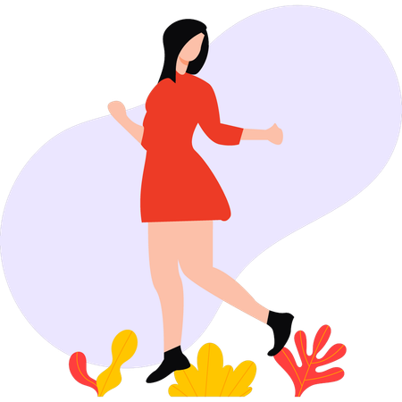 Girl is dancing in park  Illustration