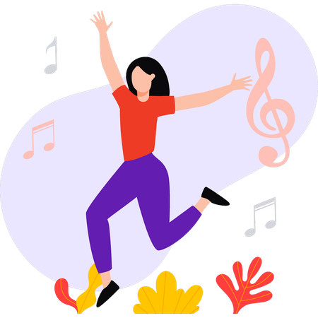 Girl is dancing in park  Illustration