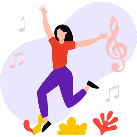 Girl is dancing in park  Illustration