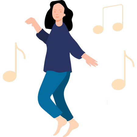 Girl is dancing to the music  Illustration
