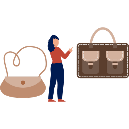 Girl is discuss about handbag  Illustration