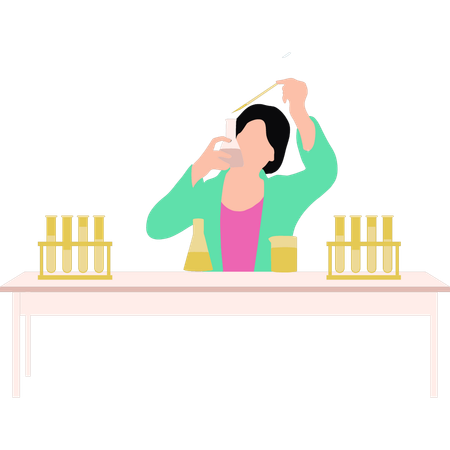 Girl is doing an experiment in a chemical lab  Illustration