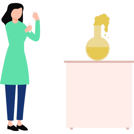 Girl is doing an experiment in a lab  Illustration