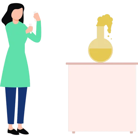 Girl is doing an experiment in a lab  Illustration