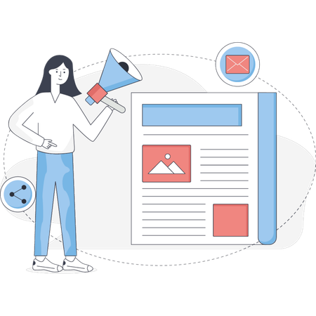 Girl is doing article marketing  Illustration