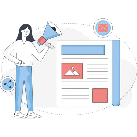 Girl is doing article marketing  Illustration