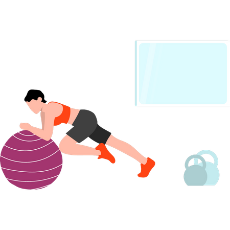 Girl is doing ball exercises  Illustration