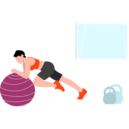 Girl is doing ball exercises Illustration