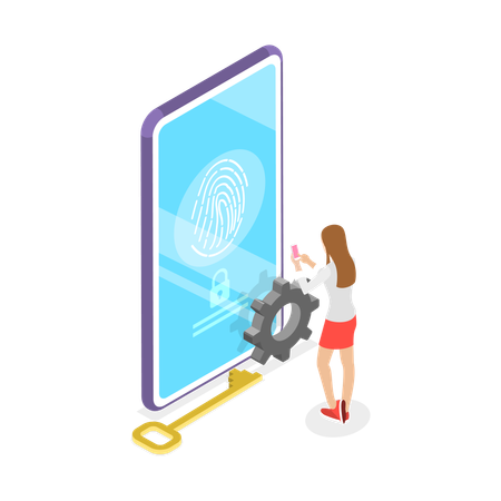Girl is doing biometric verification  Illustration