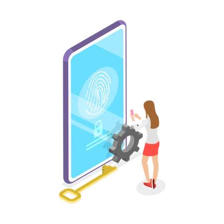 Girl is doing biometric verification  Illustration