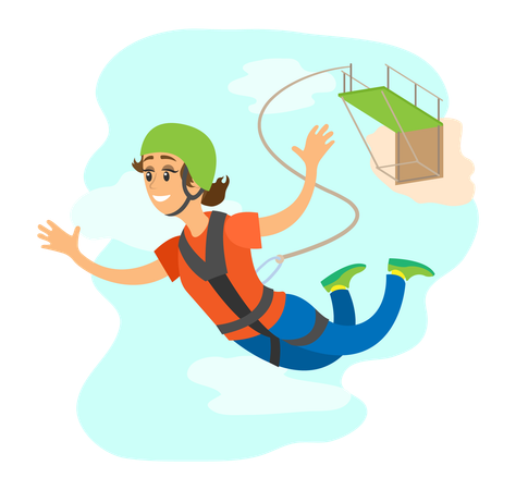 Girl is doing bungee jumping  Illustration