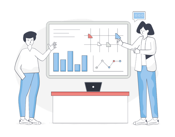 Girl Is Doing Business Presentation  Illustration