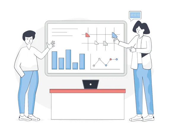 Girl Is Doing Business Presentation  Illustration