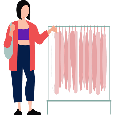 Girl is doing cloth shopping  Illustration
