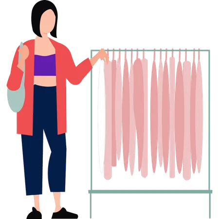 Girl is doing cloth shopping  Illustration