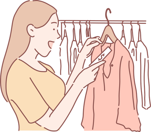 Girl is doing cloth shopping  Illustration