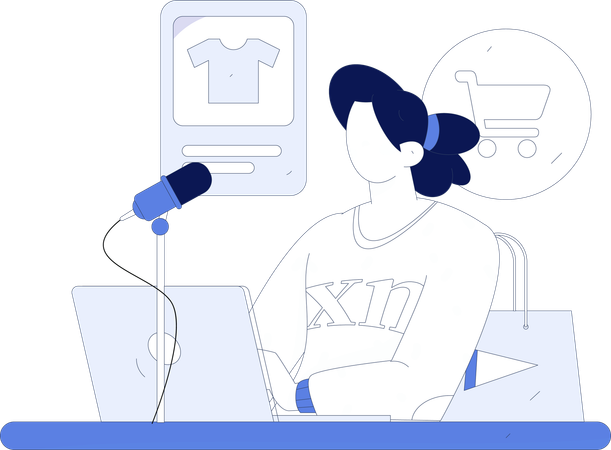 Girl is doing clothes podcast  Illustration