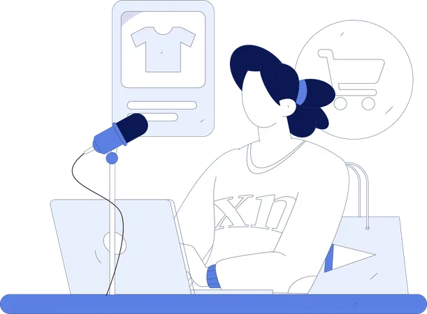 Girl is doing clothes podcast  Illustration
