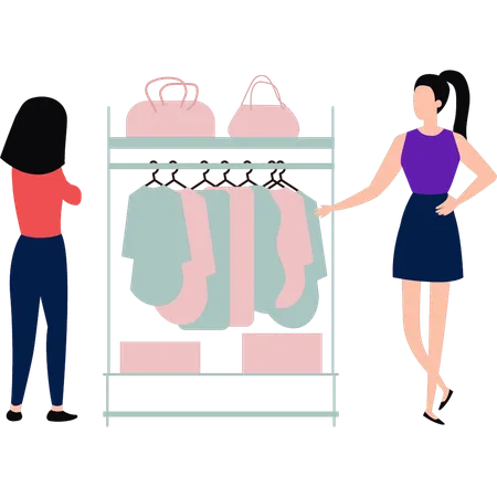 Girl Is Doing Clothes Shopping Illustration