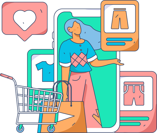 Girl is doing clothes shopping  Illustration