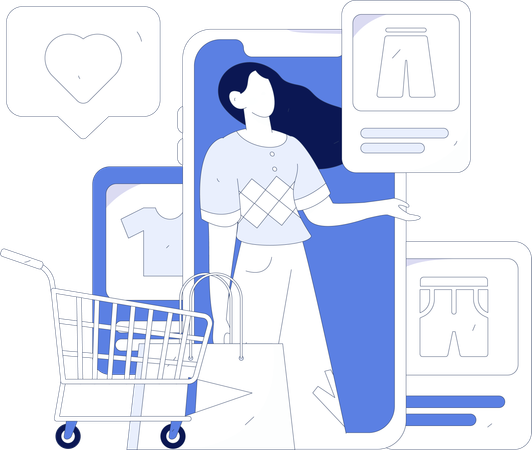 Girl is doing clothes shopping  Illustration