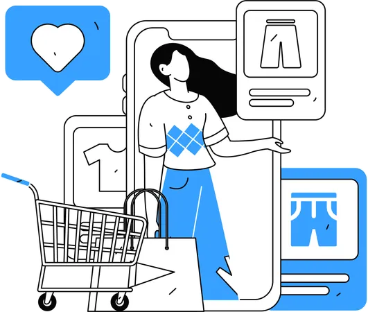 Girl is doing clothes shopping  Illustration