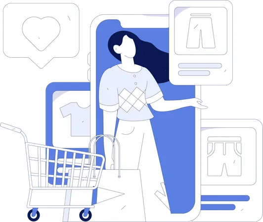 Girl is doing clothes shopping  Illustration