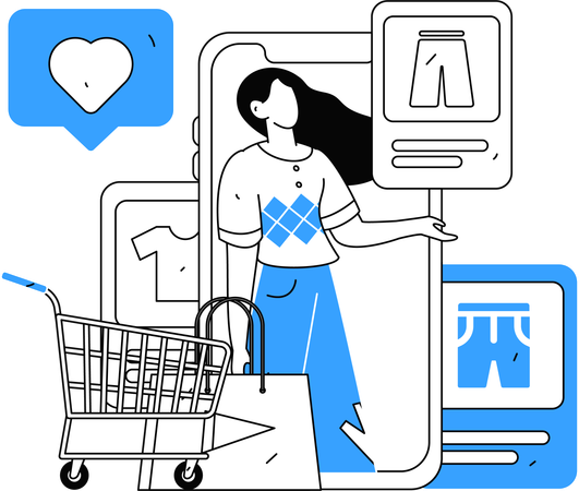 Girl is doing clothes shopping  Illustration