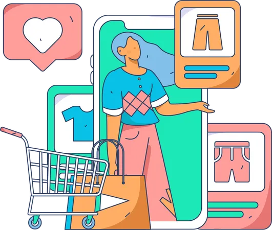 Girl is doing clothes shopping  Illustration