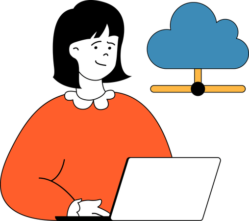 Girl is doing cloud settings  Illustration