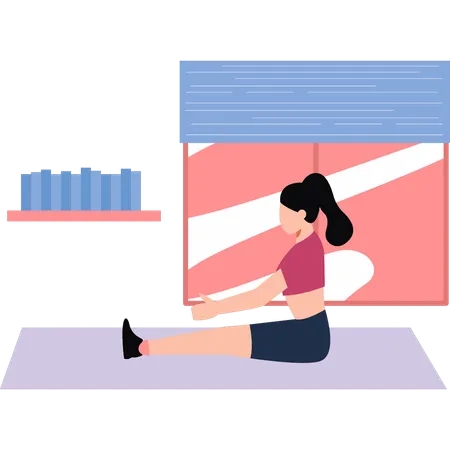 The Girl Is Doing Different Exercises Illustration