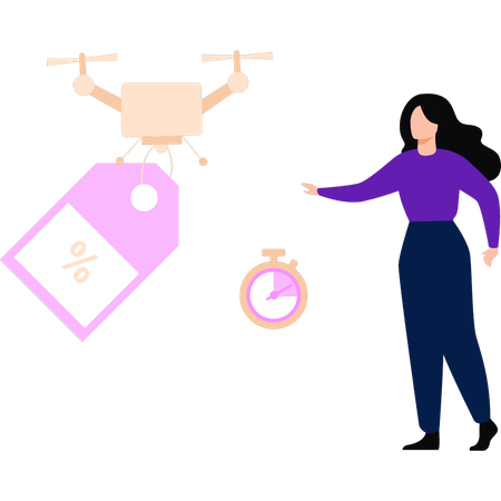 Girl is doing drone delivery  Illustration
