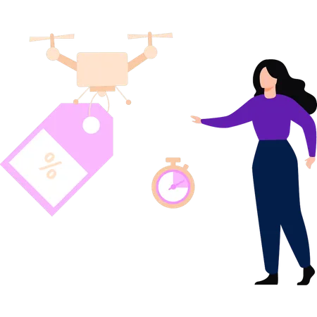 Girl is doing drone delivery  Illustration