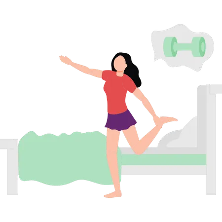 The Girl Is Doing Exercise Illustration