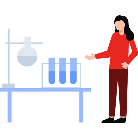 Girl is doing experiments in lab  Illustration