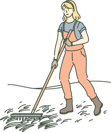 Girl is doing floor cleaning  Illustration
