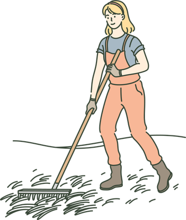 Girl is doing floor cleaning  Illustration