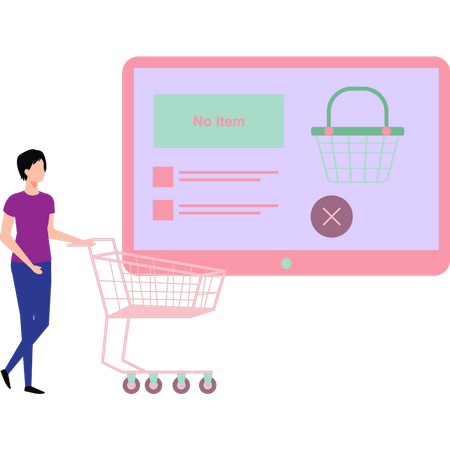 Girl is doing food shopping online  Illustration