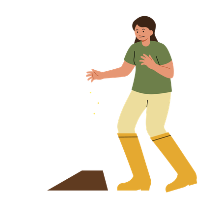 Girl is doing gardening  Illustration