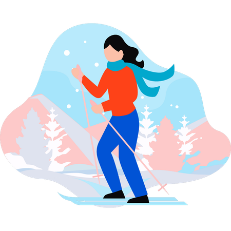 Girl is doing ice skating  Illustration