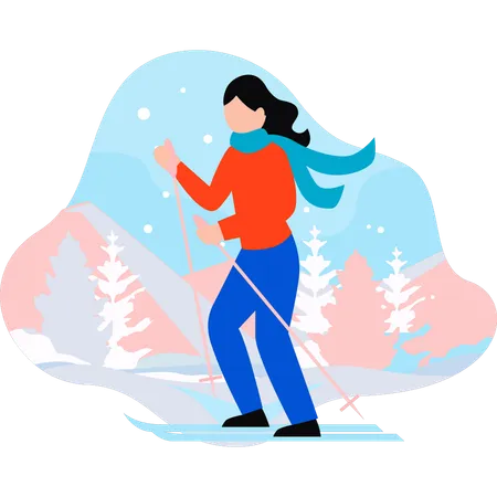 Girl Is Doing Ice Skating Illustration