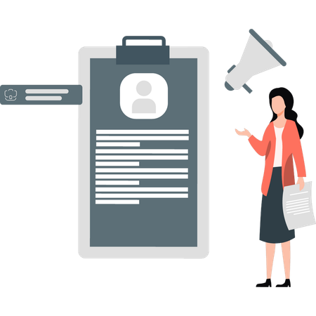 Girl is doing marketing user profile  Illustration