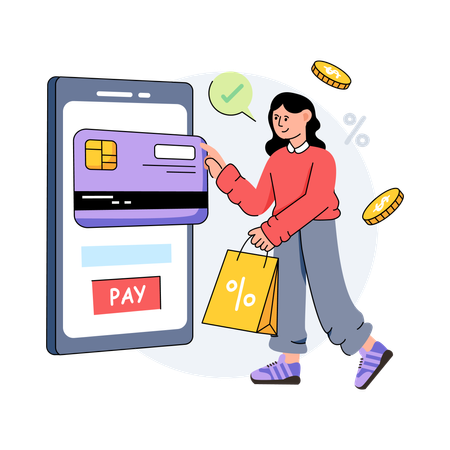 Girl is doing mobile Payment  Illustration