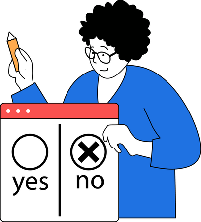 Girl is doing online polling  イラスト